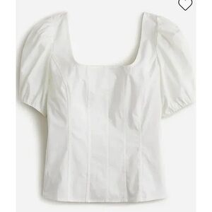 J. Crew PUFF-SLEEVE SQUARENECK TOP IN COTTON POPLIN